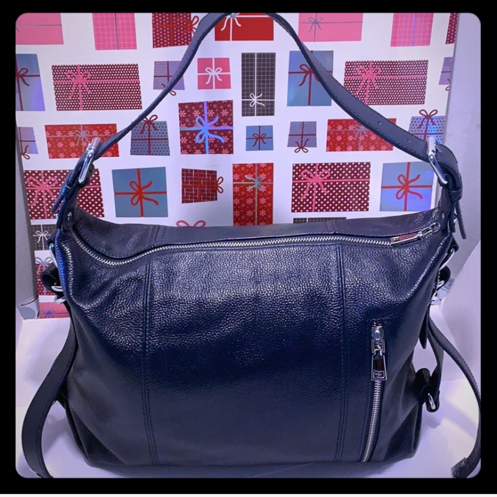 NWOT/ NEW HESHE Deep Blue Leather Shoulder Bag